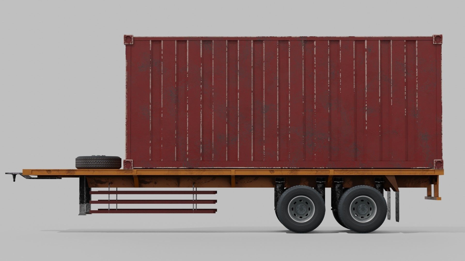 Container Trailer Low-poly 3D model_6