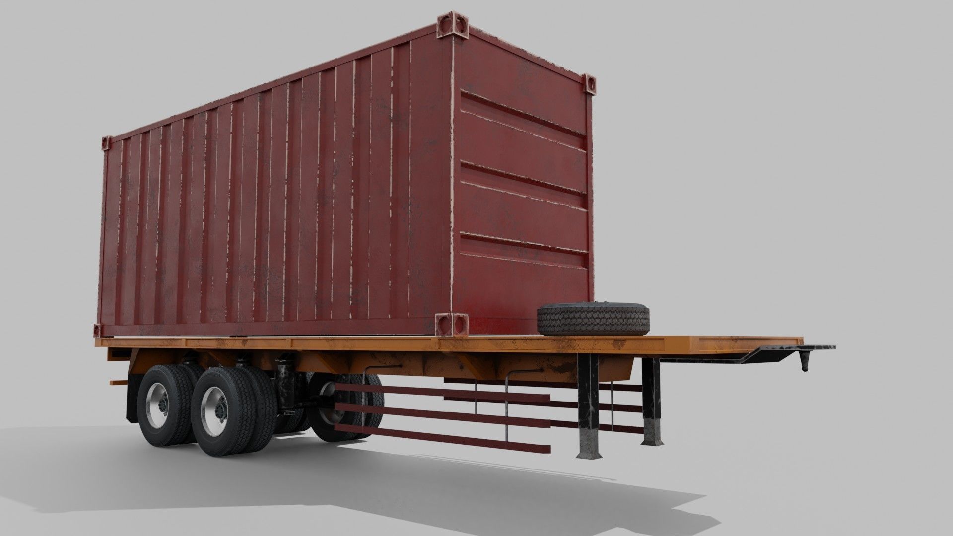 Container Trailer Low-poly 3D model_2