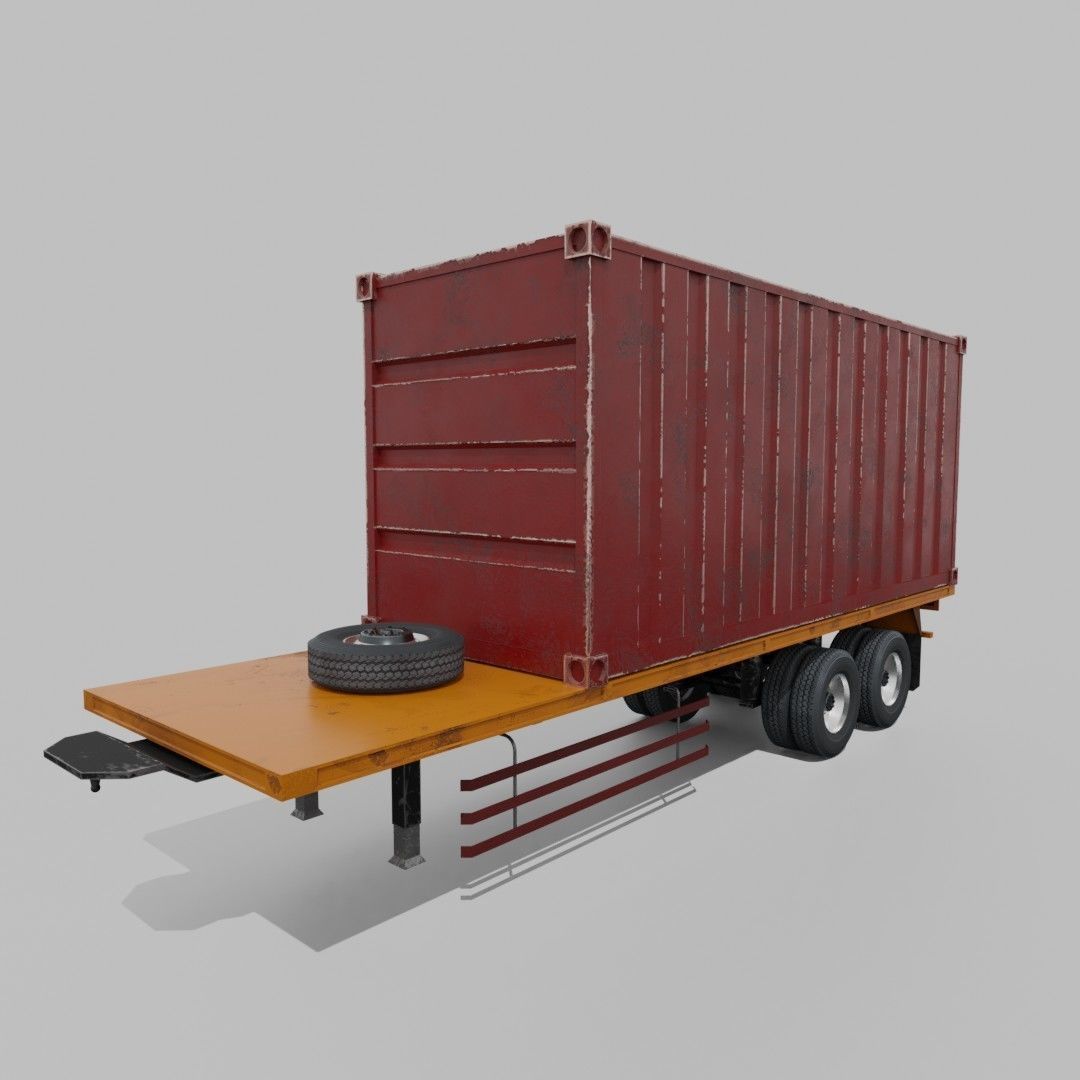 Container Trailer Low-poly 3D model_11