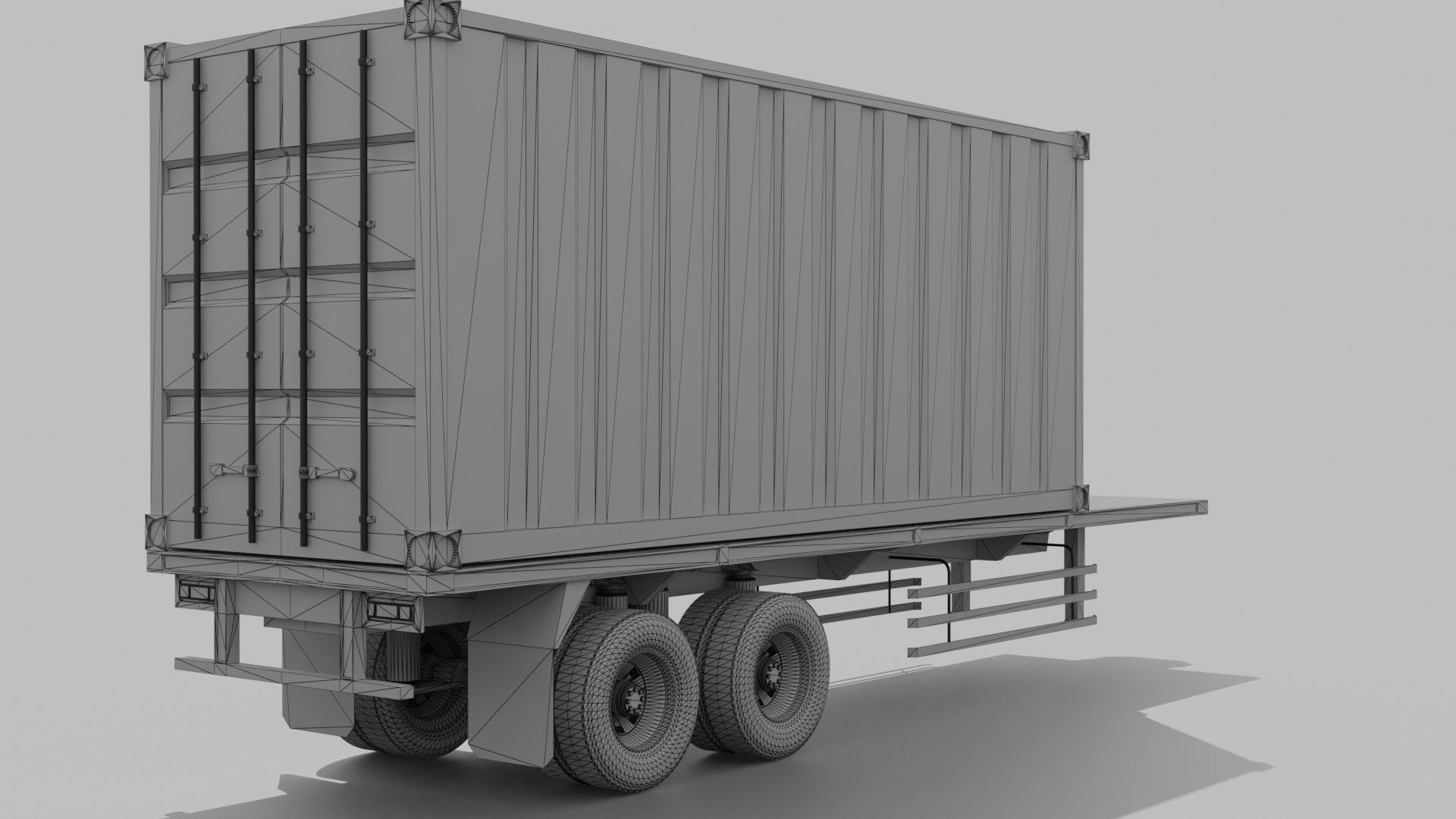 Container Trailer Low-poly 3D model_9