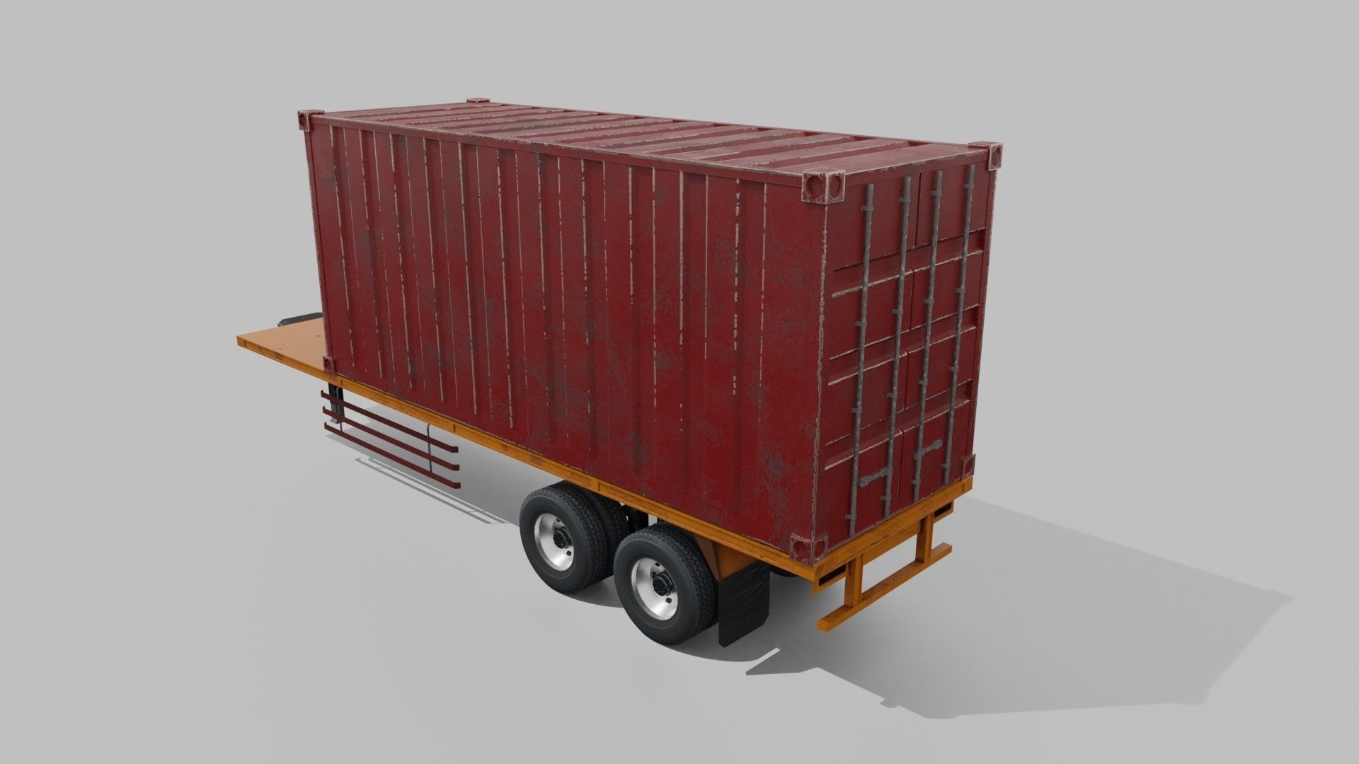 Container Trailer Low-poly 3D model_1