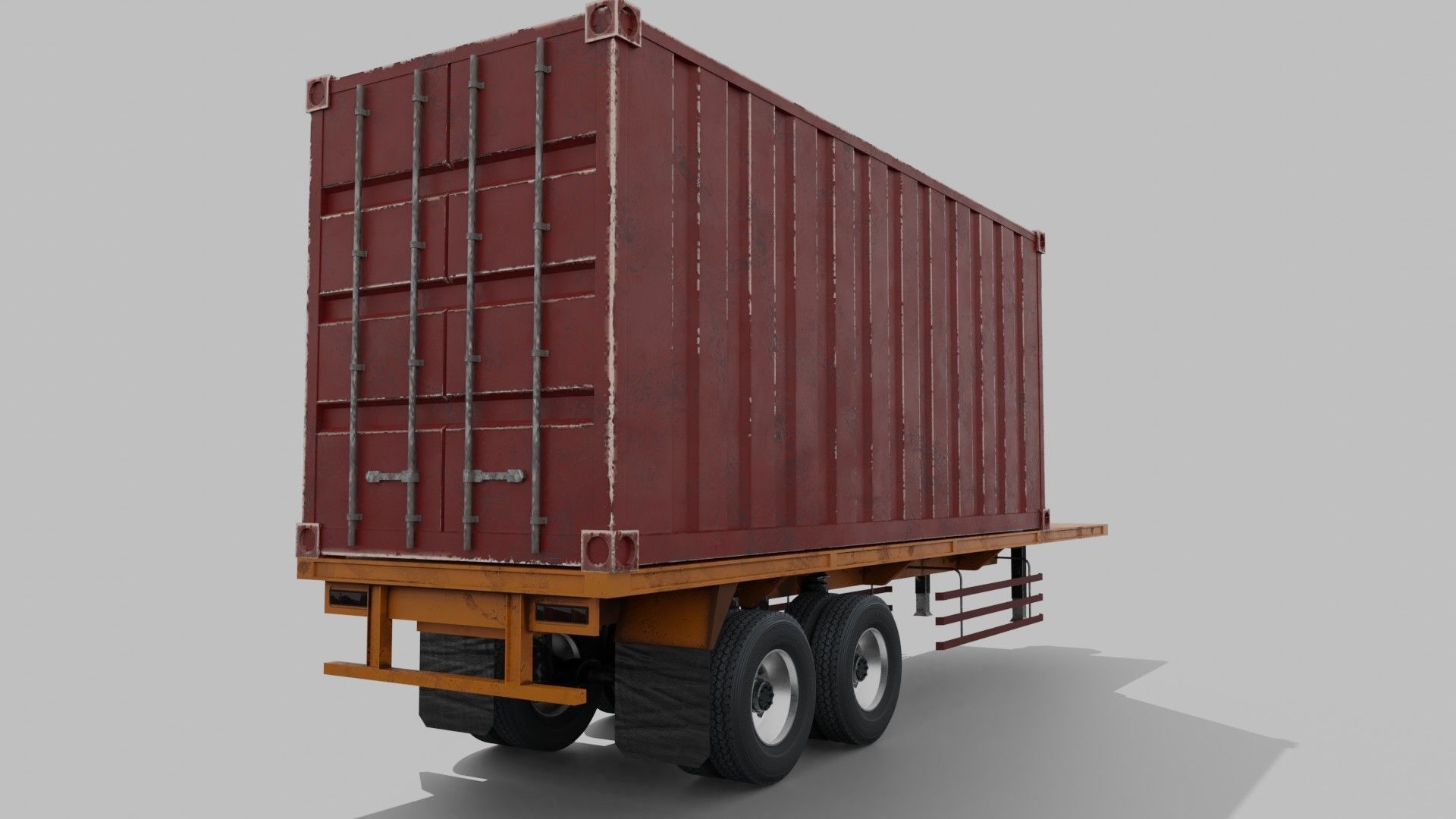 Container Trailer Low-poly 3D model_3