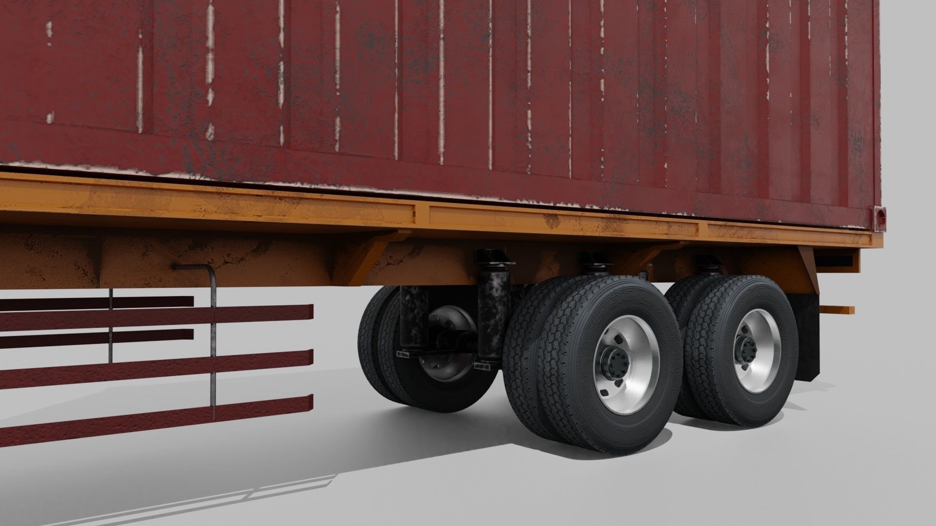 Container Trailer Low-poly 3D model_4
