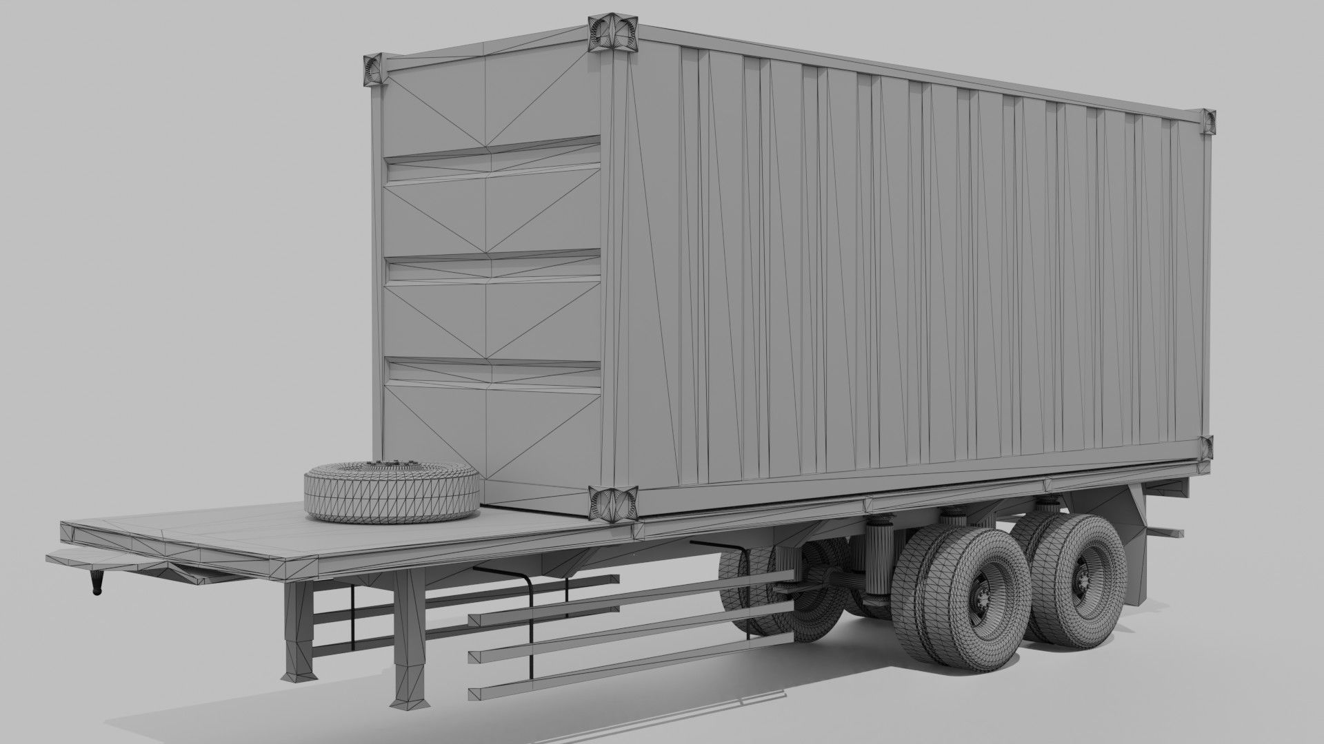 Container Trailer Low-poly 3D model_8