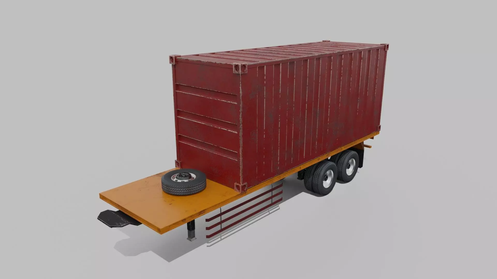 Container Trailer Low-poly 3D model_0