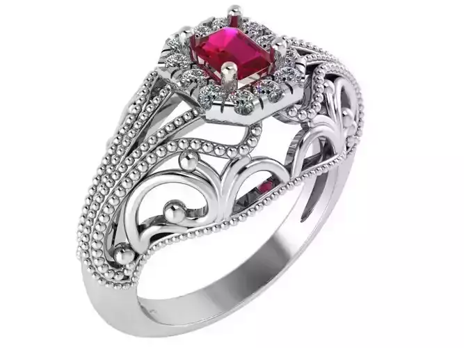 Emerald Halo Openwork Ring 0595