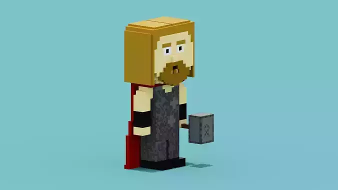 Voxel Thor Low-poly 3D model