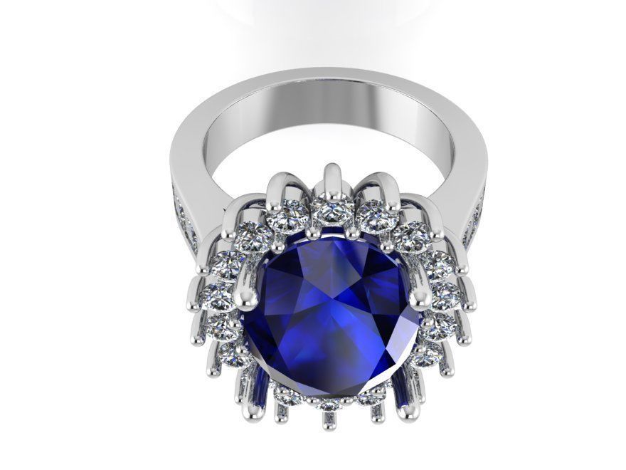 Oval Cluster Diamond Ring 0596 3D print model_3