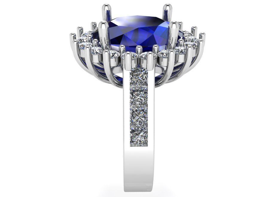 Oval Cluster Diamond Ring 0596 3D print model_2