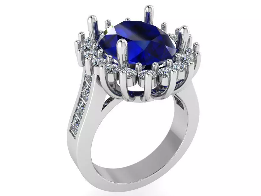 Oval Cluster Diamond Ring 0596 3D print model_0