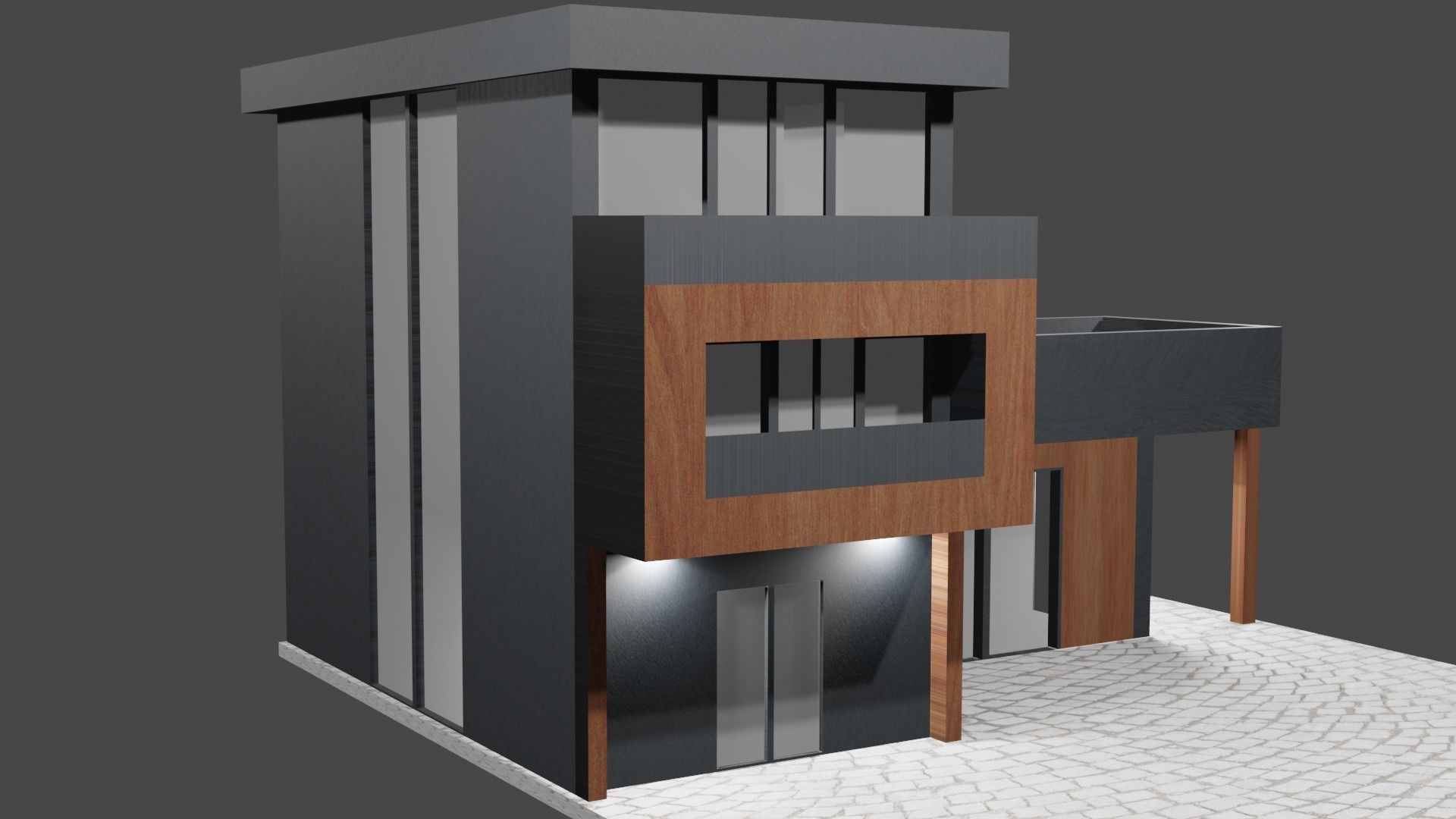 Modern House Low-poly 3D model_3