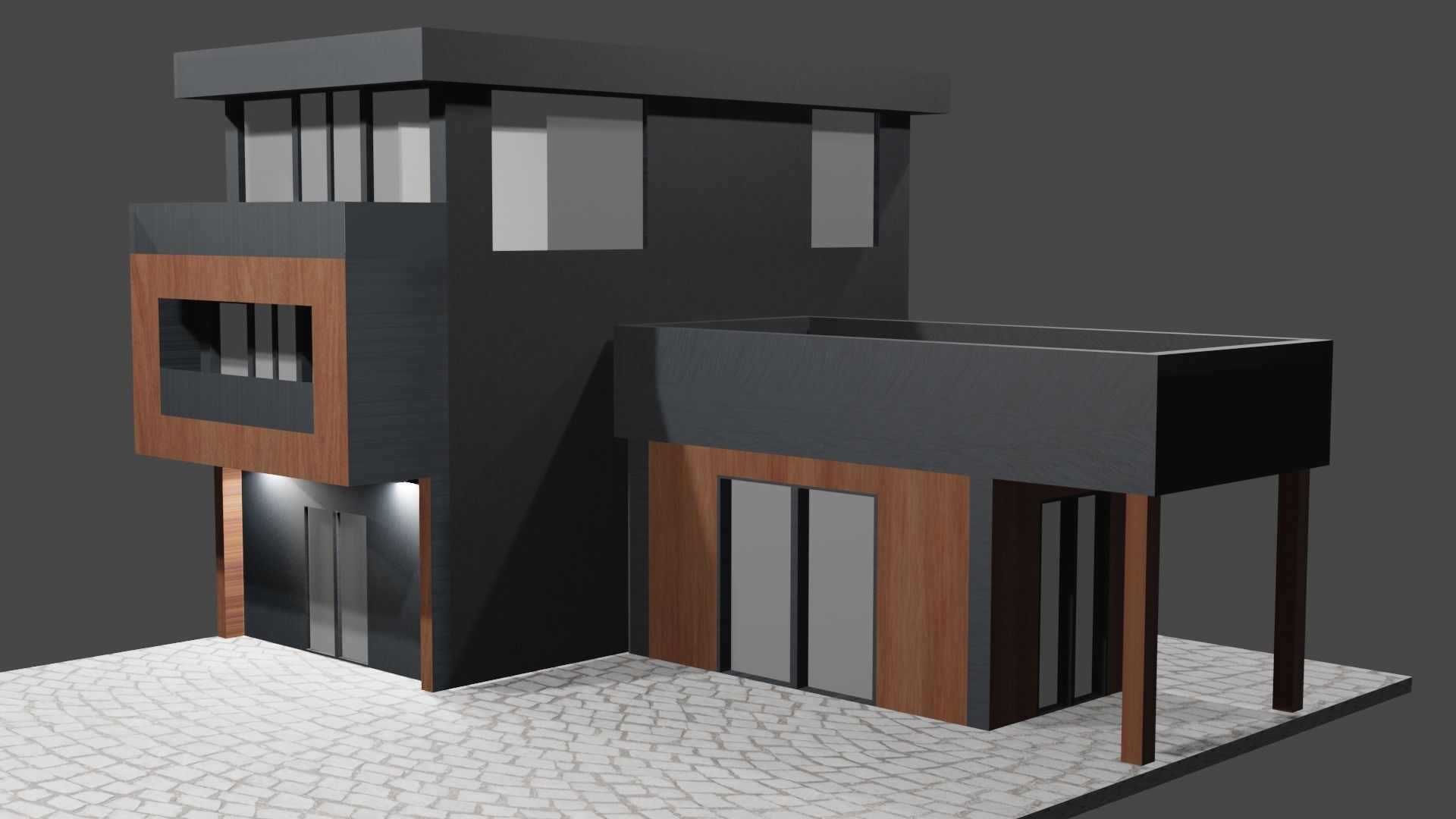 Modern House Low-poly 3D model_10