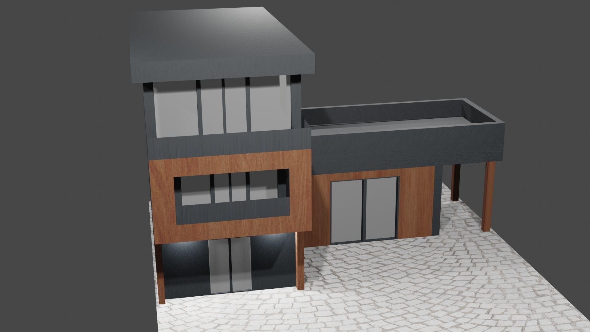 Modern House Low-poly 3D model_4