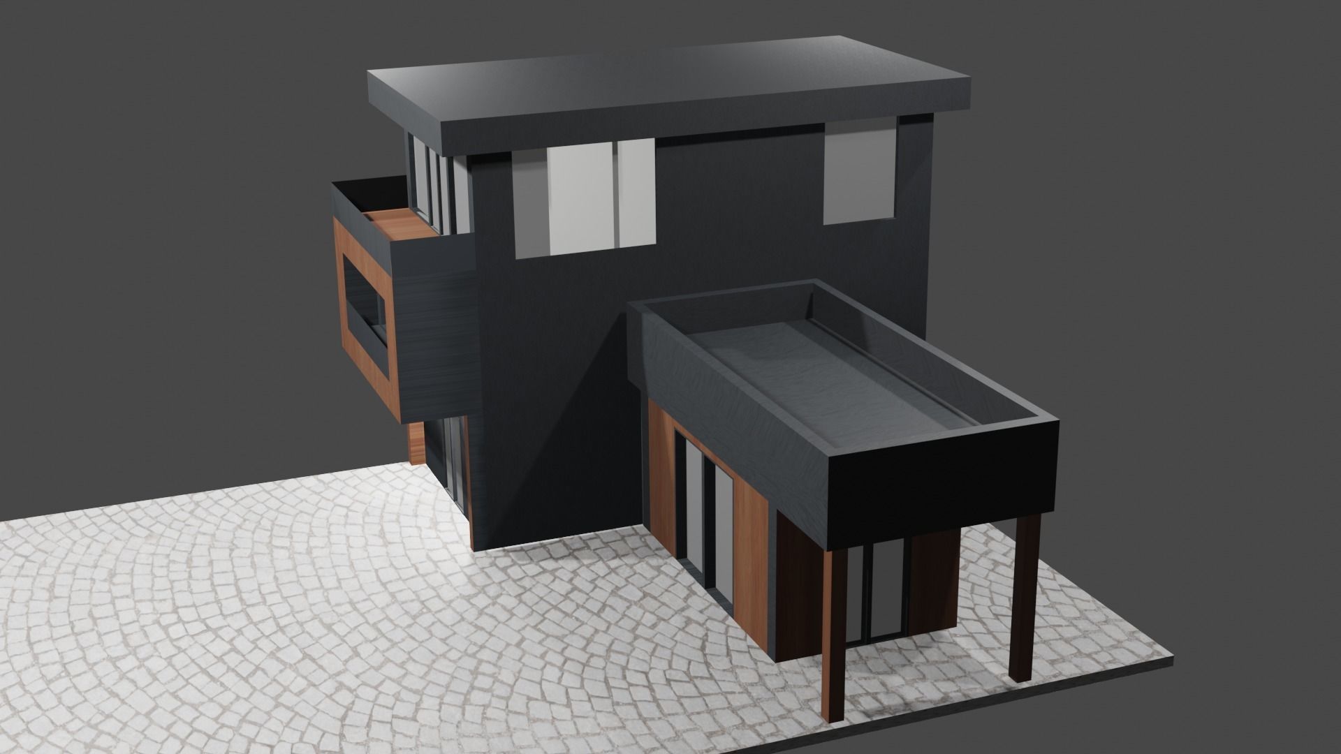 Modern House Low-poly 3D model_8