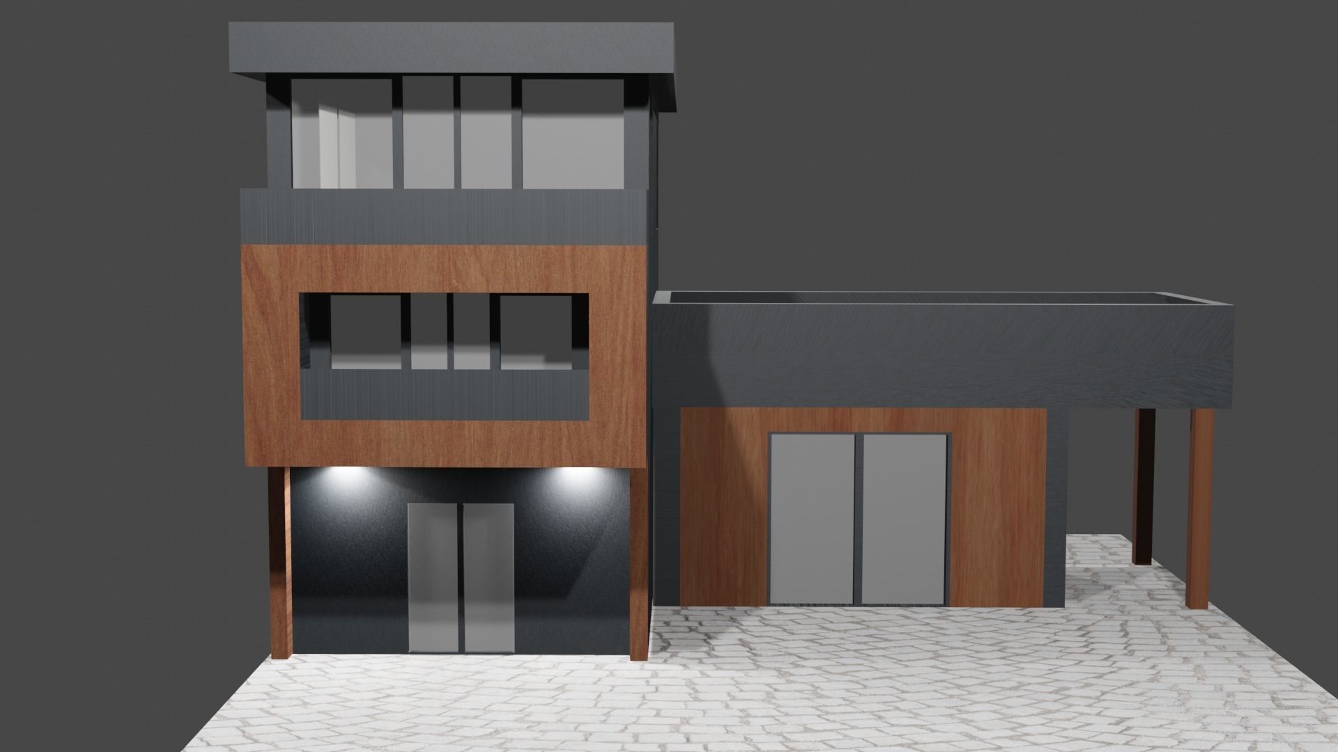 Modern House Low-poly 3D model_9