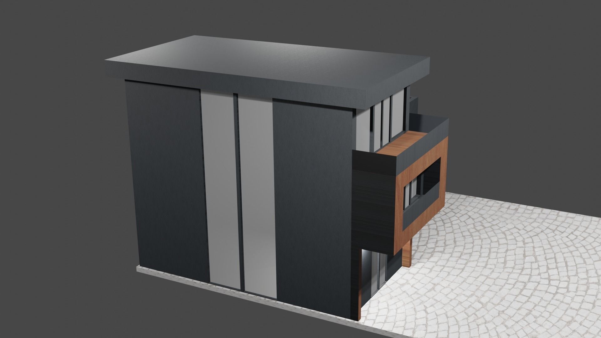 Modern House Low-poly 3D model_5