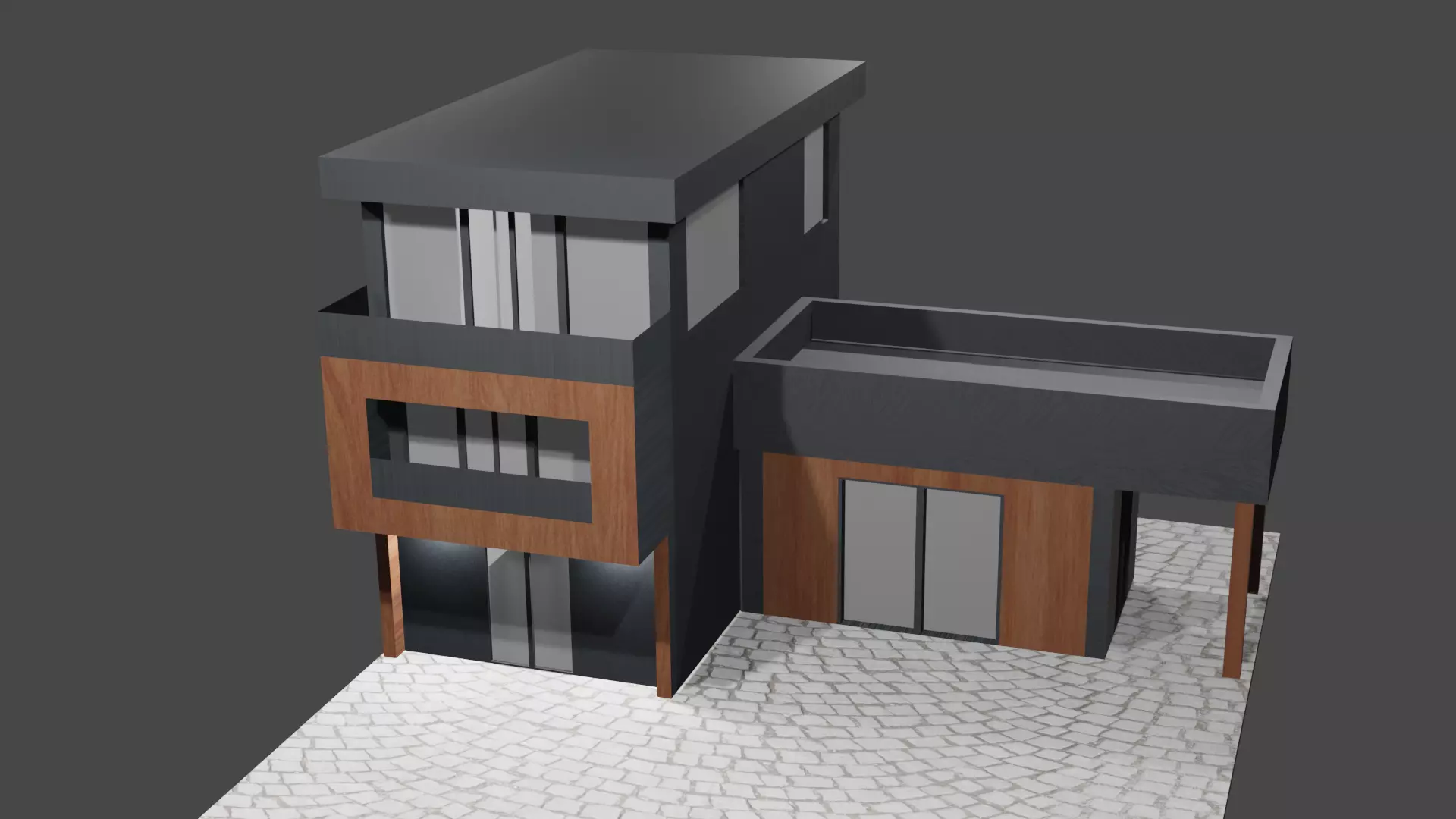 Modern House Low-poly 3D model_0