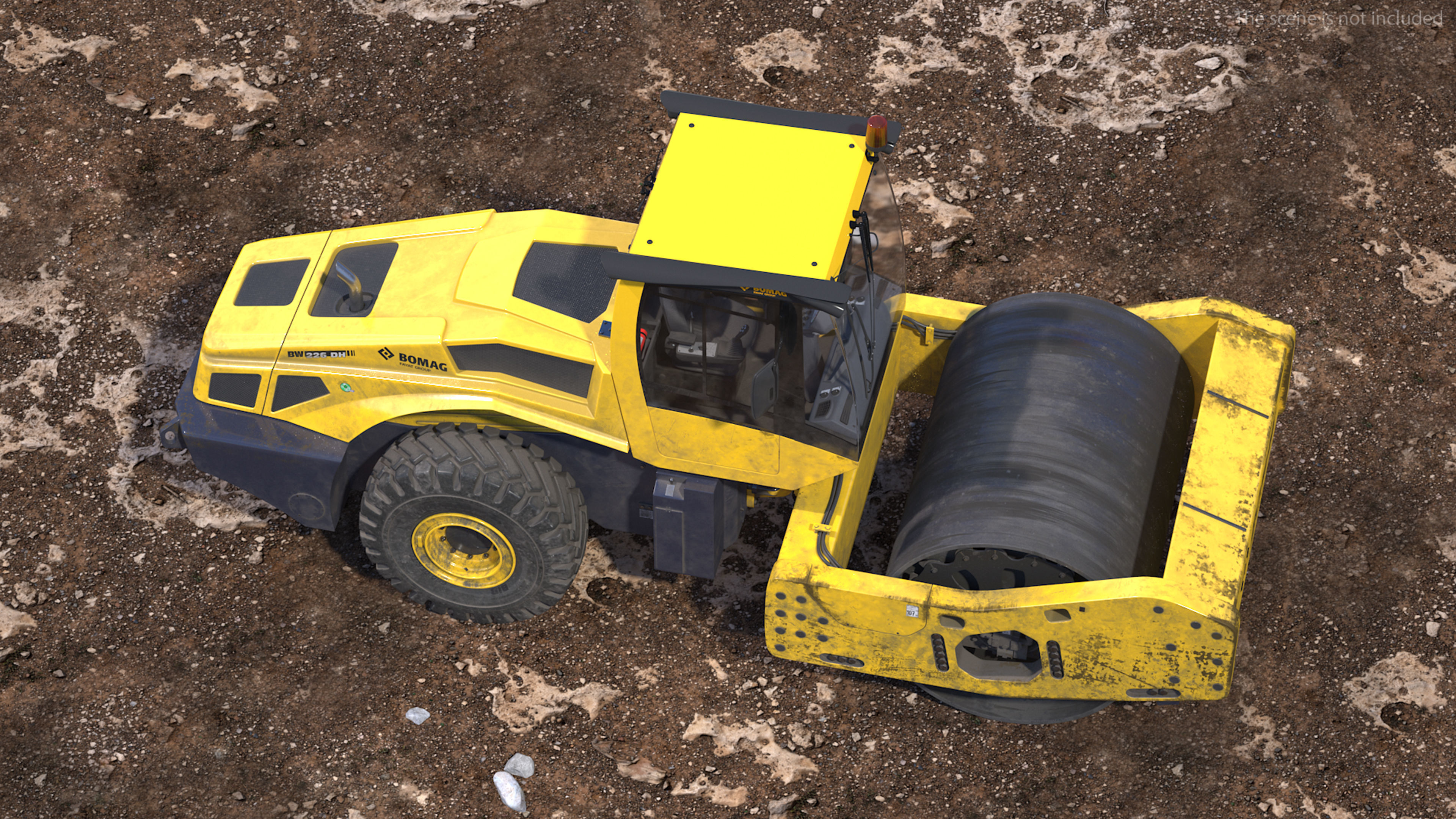 BOMAG BW226 DH5 Single Drum Compactor Dirty Rigged 3D model_4