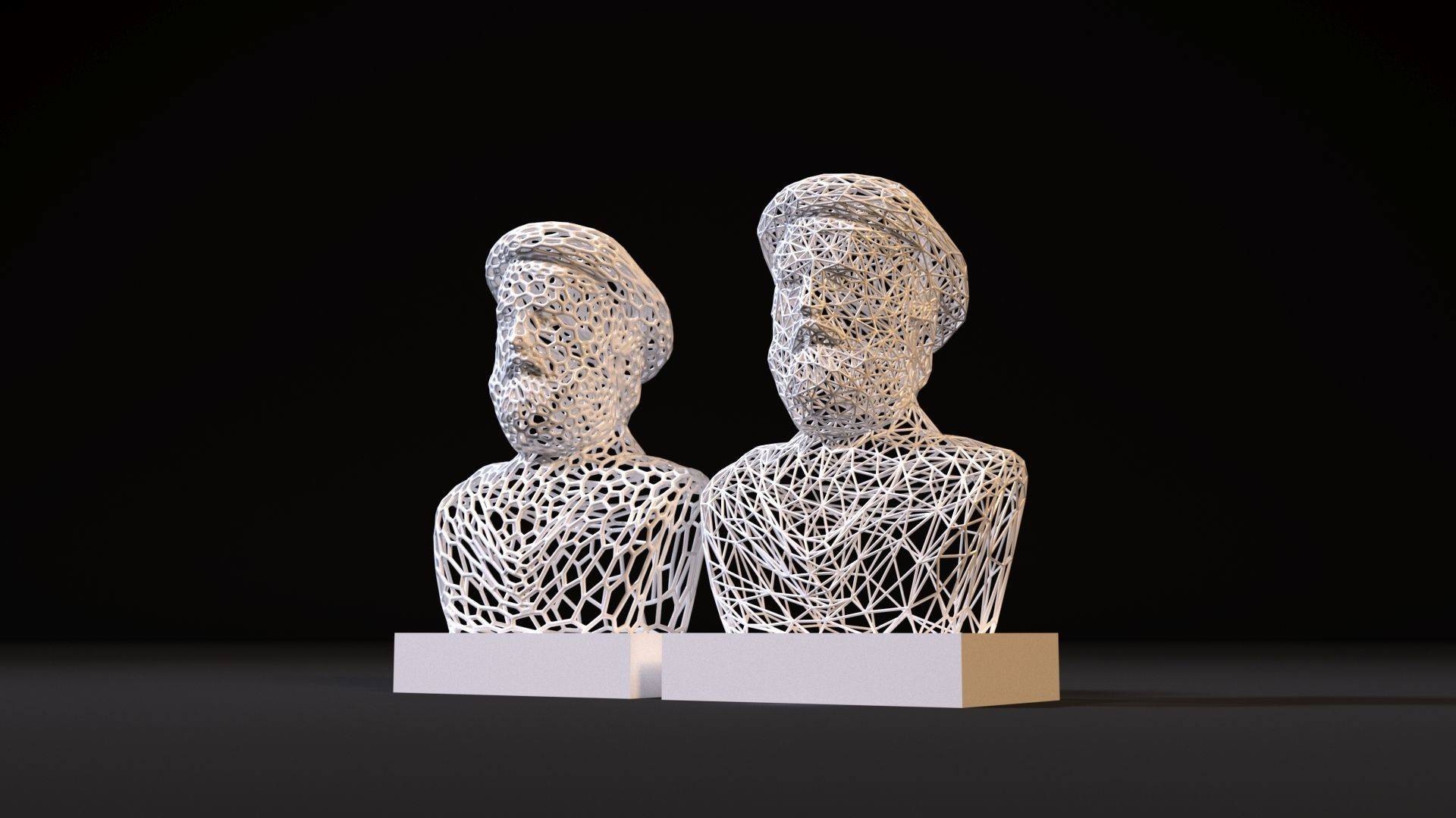 Pythagoras pair of busts 3D print model_9