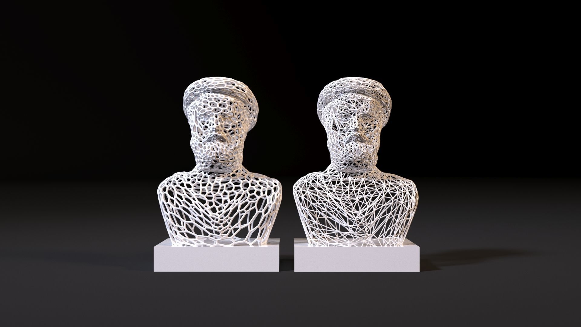 Pythagoras pair of busts 3D print model_7