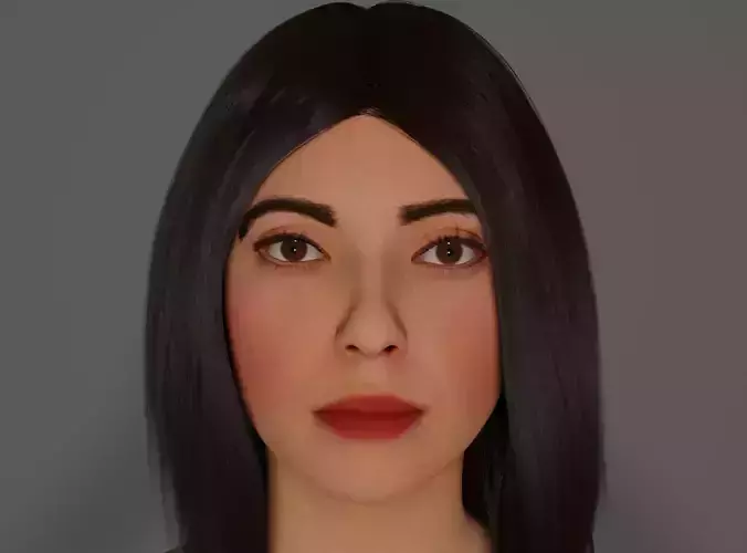 Realistic Girl woman with hair and lips