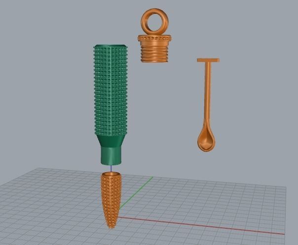 Bullet pendant with spoon Model 1731 3D print model_2