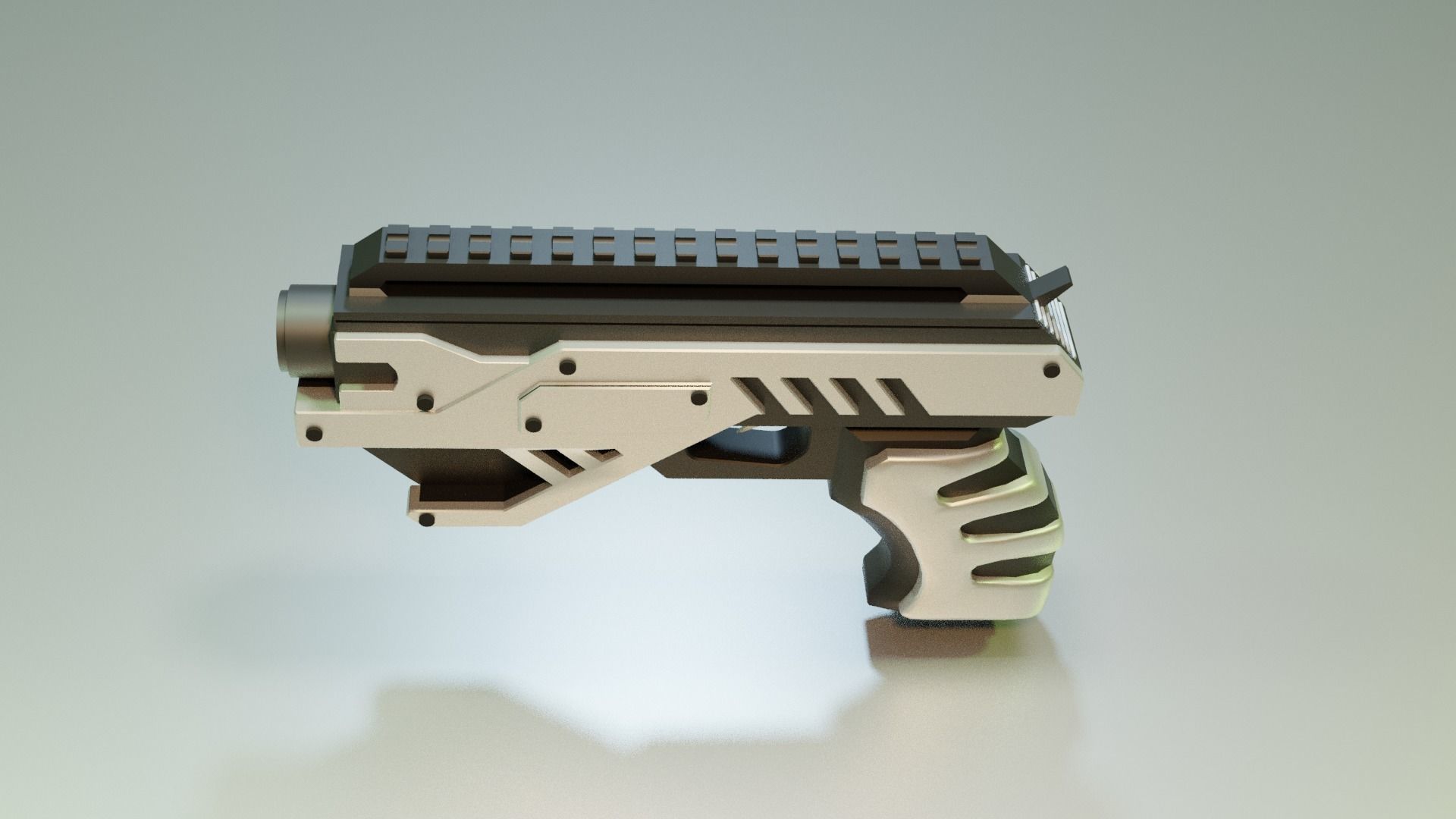 Sci-fi Pistol  Low-poly 3D model_3