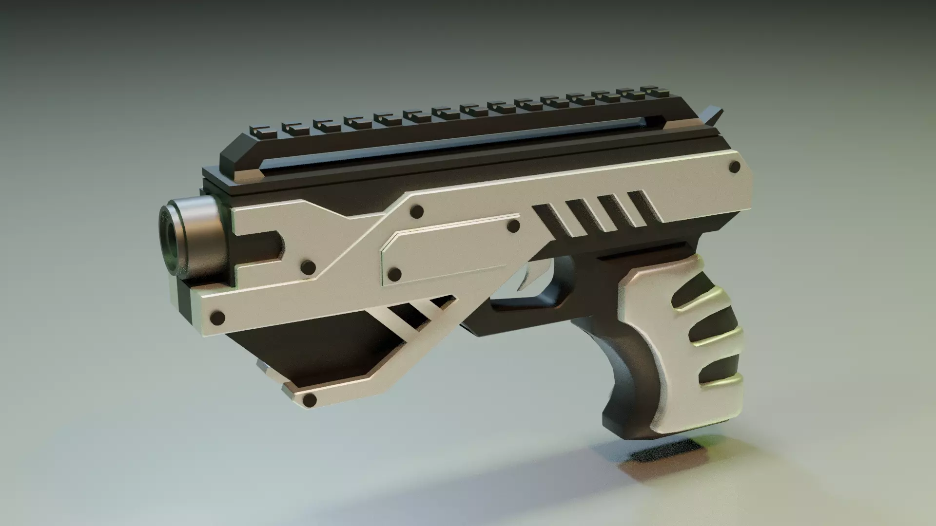 Sci-fi Pistol  Low-poly 3D model_0