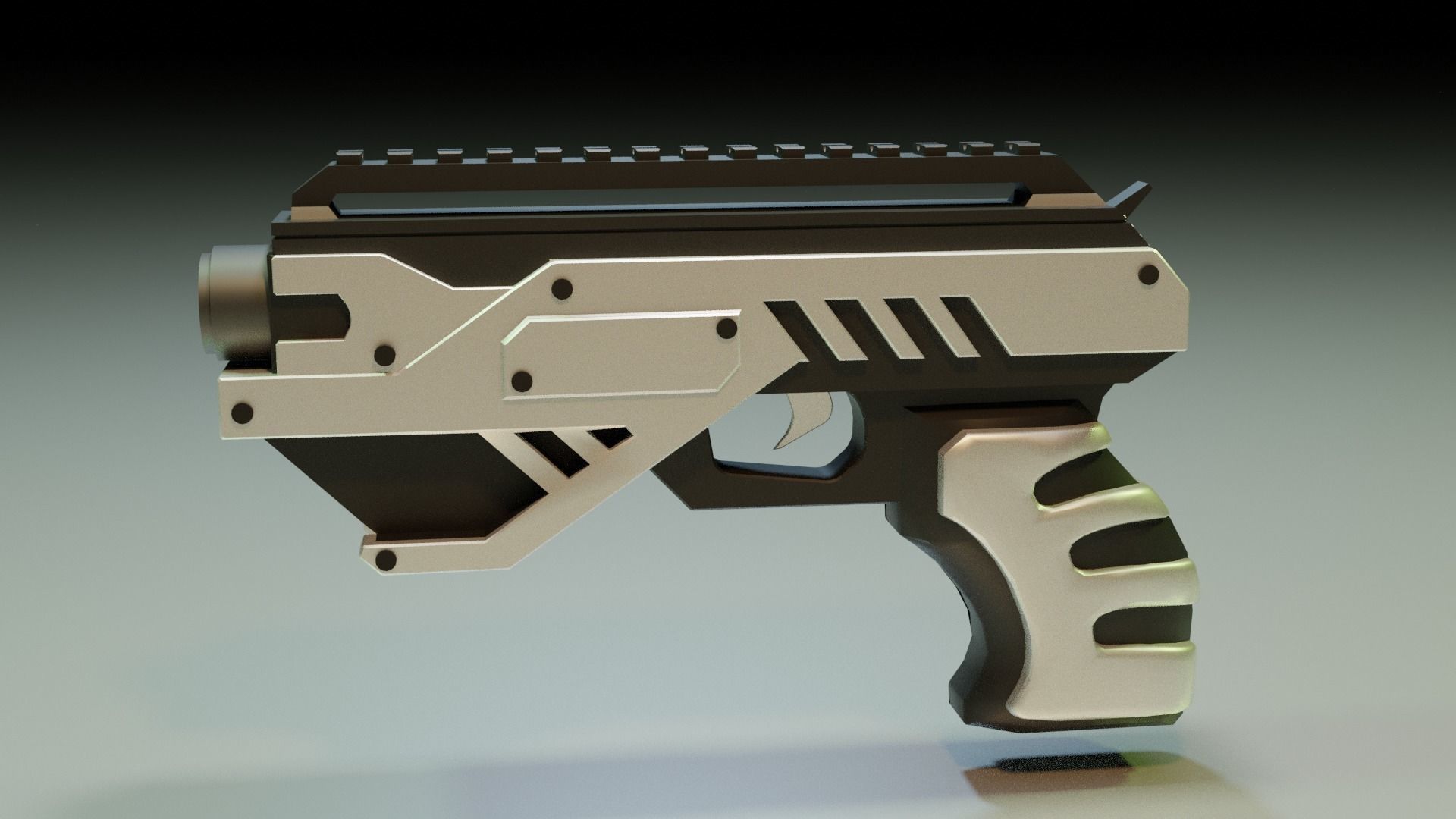 Sci-fi Pistol  Low-poly 3D model_1