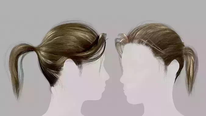Realtime Hair Ponytail Low-poly 3D model