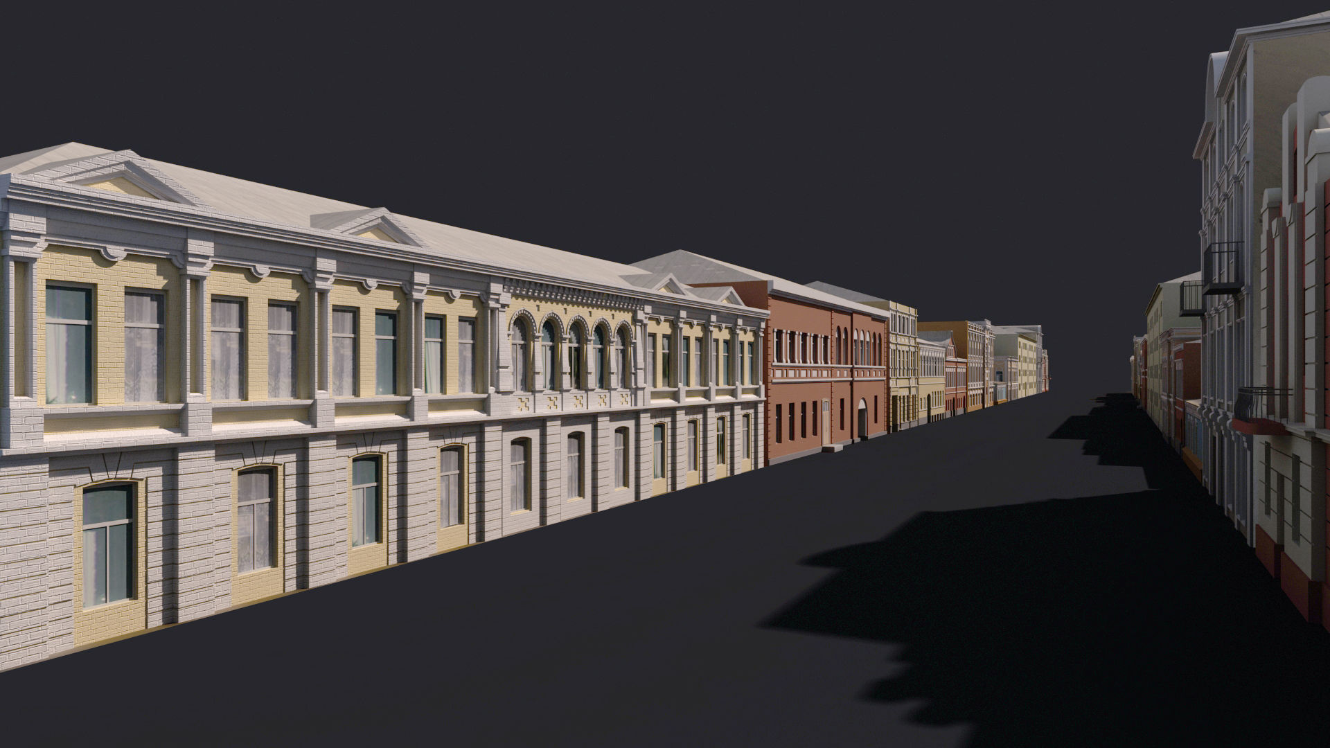 Building Facades Bundle Low-poly Low-poly 3D model_11
