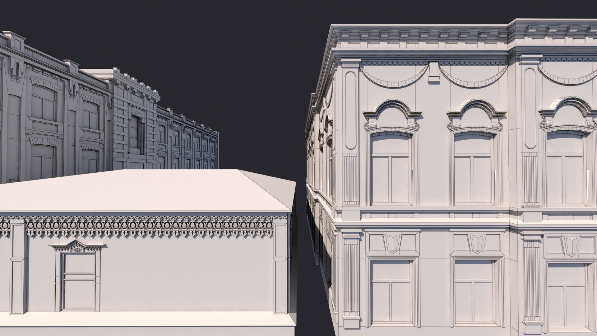 Building Facades Bundle Low-poly Low-poly 3D model_20