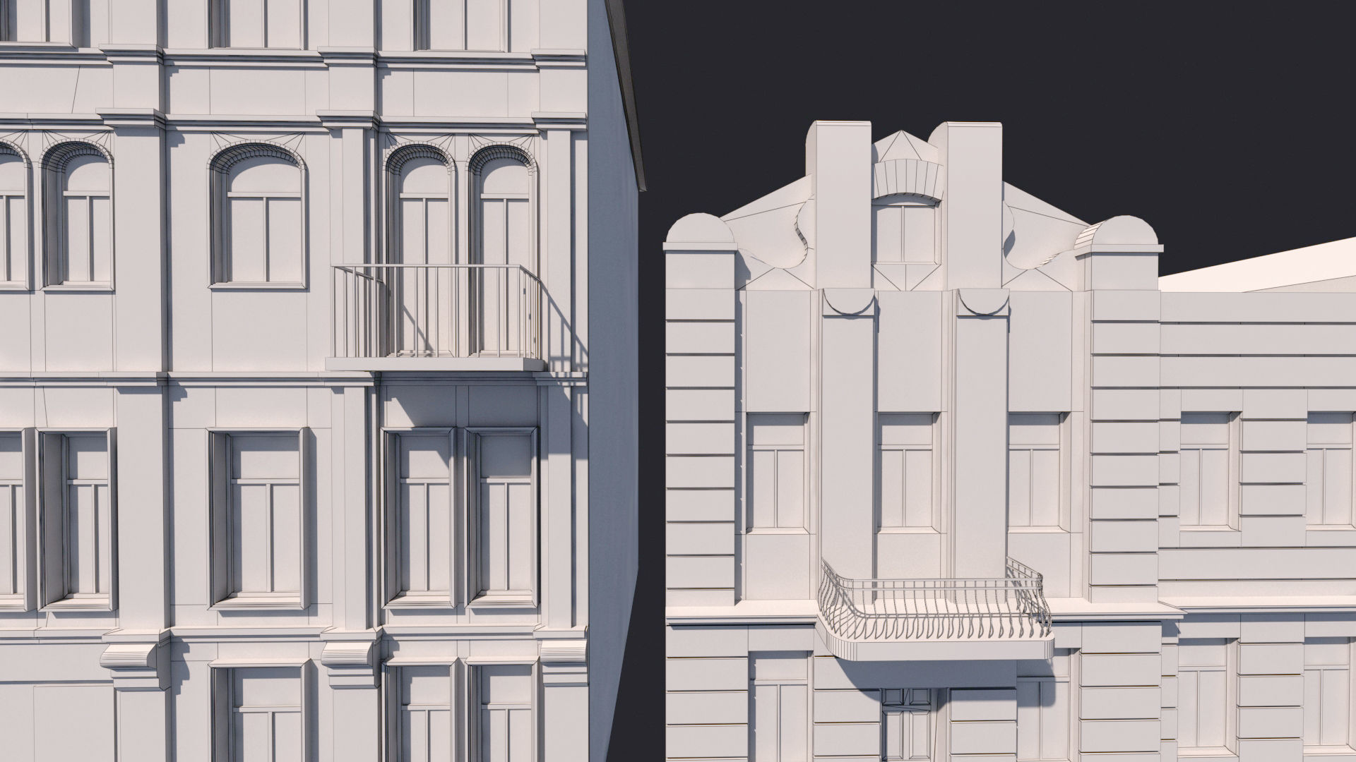 Building Facades Bundle Low-poly Low-poly 3D model_19