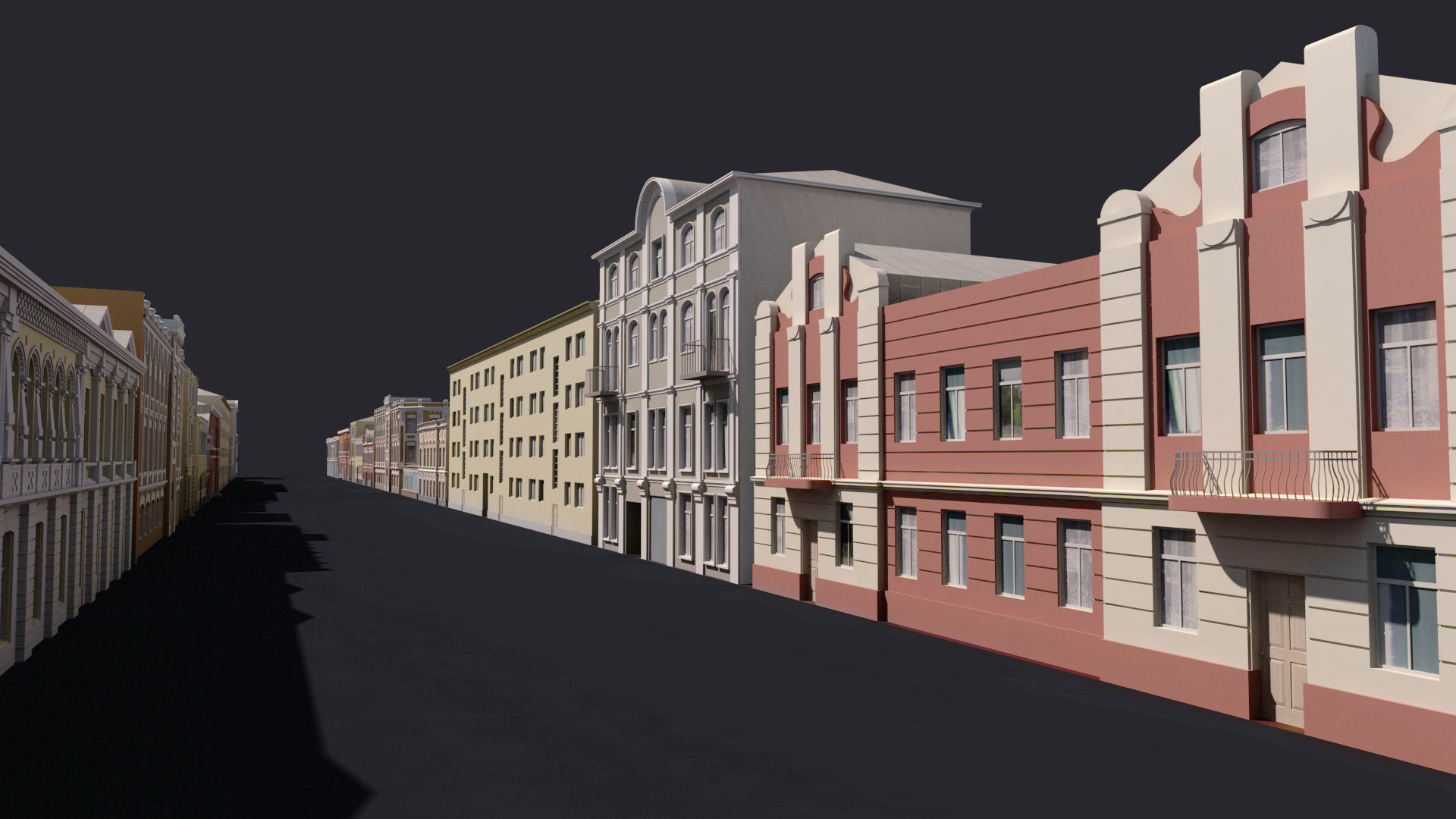 Building Facades Bundle Low-poly Low-poly 3D model_9