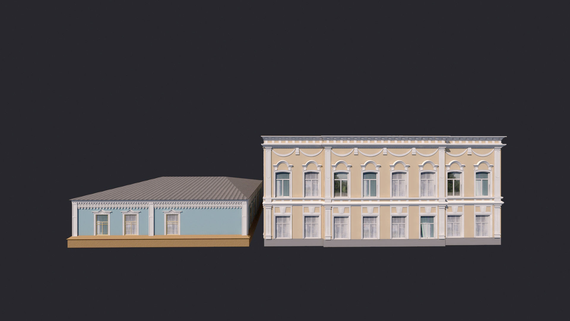Building Facades Bundle Low-poly Low-poly 3D model_6