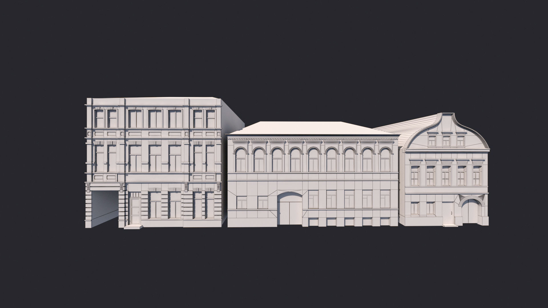 Building Facades Bundle Low-poly Low-poly 3D model_14