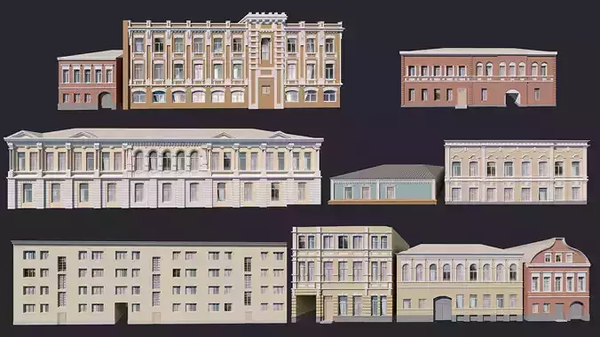 Building Facades Bundle Low-poly
