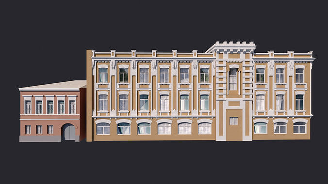 Building Facades Bundle Low-poly Low-poly 3D model 6