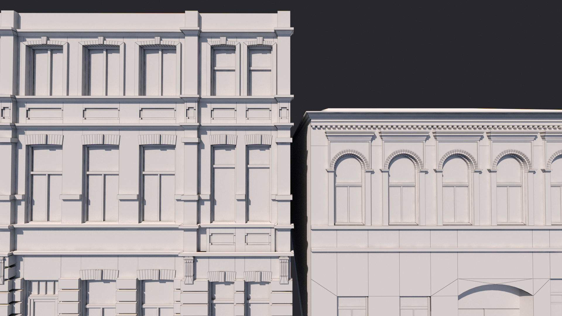 Building Facades Bundle Low-poly Low-poly 3D model_22