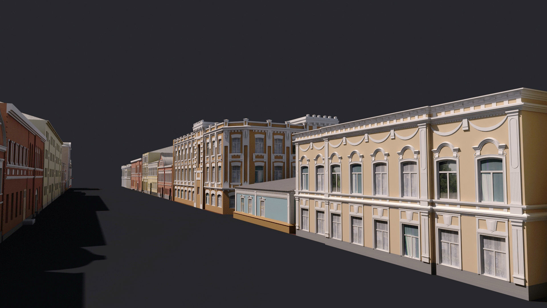 Building Facades Bundle Low-poly Low-poly 3D model_10