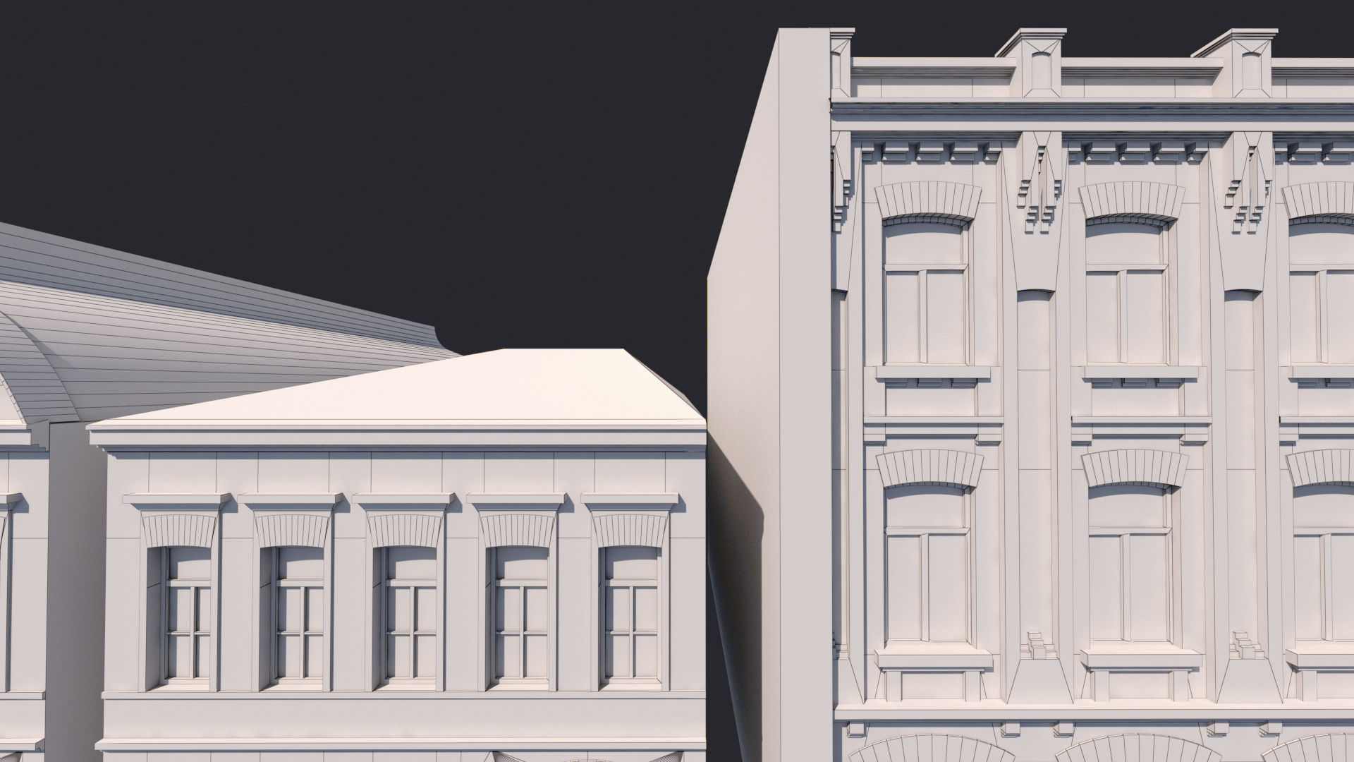 Building Facades Bundle Low-poly Low-poly 3D model_21