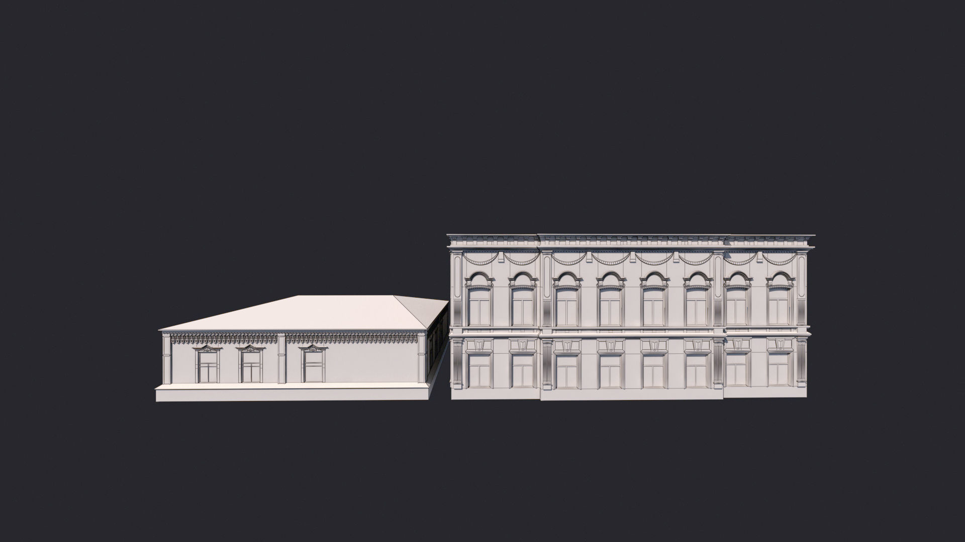 Building Facades Bundle Low-poly Low-poly 3D model_16