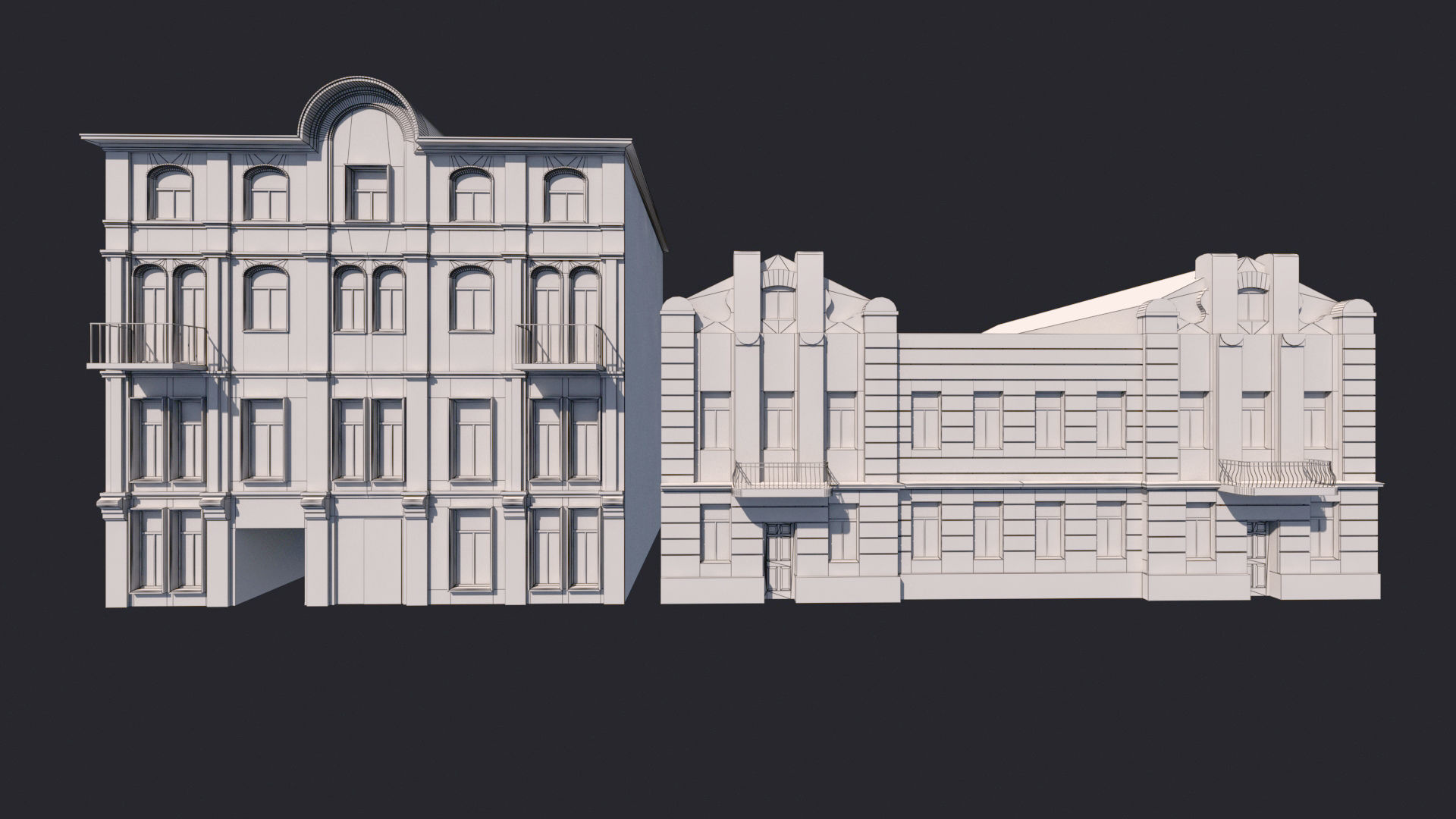 Building Facades Bundle Low-poly Low-poly 3D model_18
