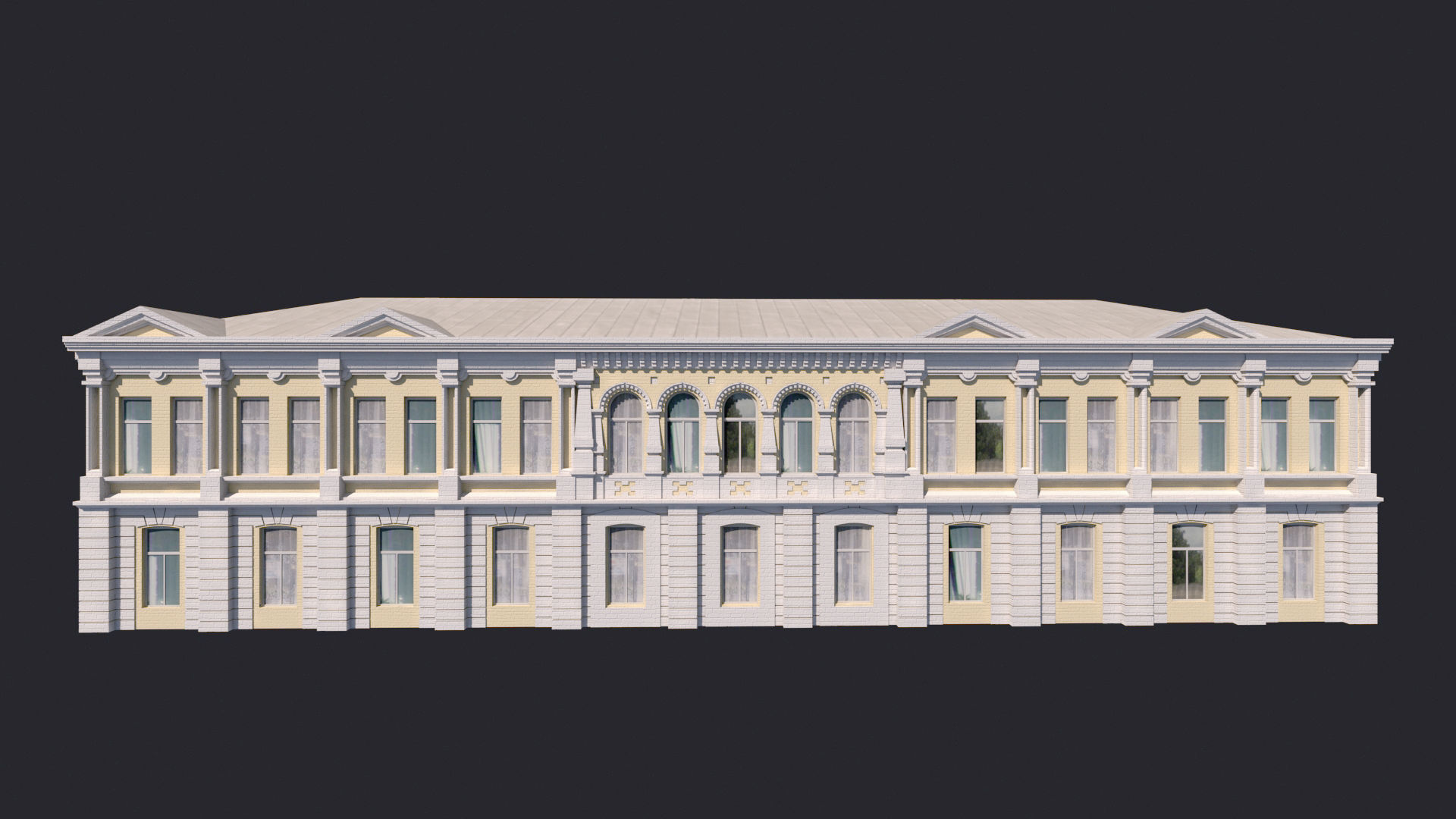 Building Facades Bundle Low-poly Low-poly 3D model_2