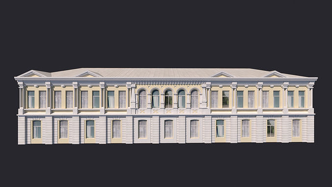 Building Facades Bundle Low-poly Low-poly 3D model 3