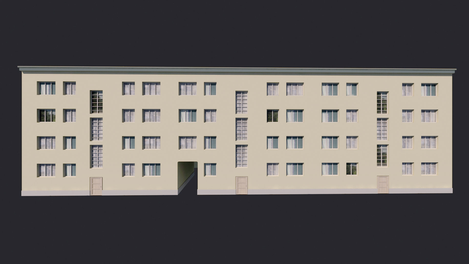 Building Facades Bundle Low-poly Low-poly 3D model_7