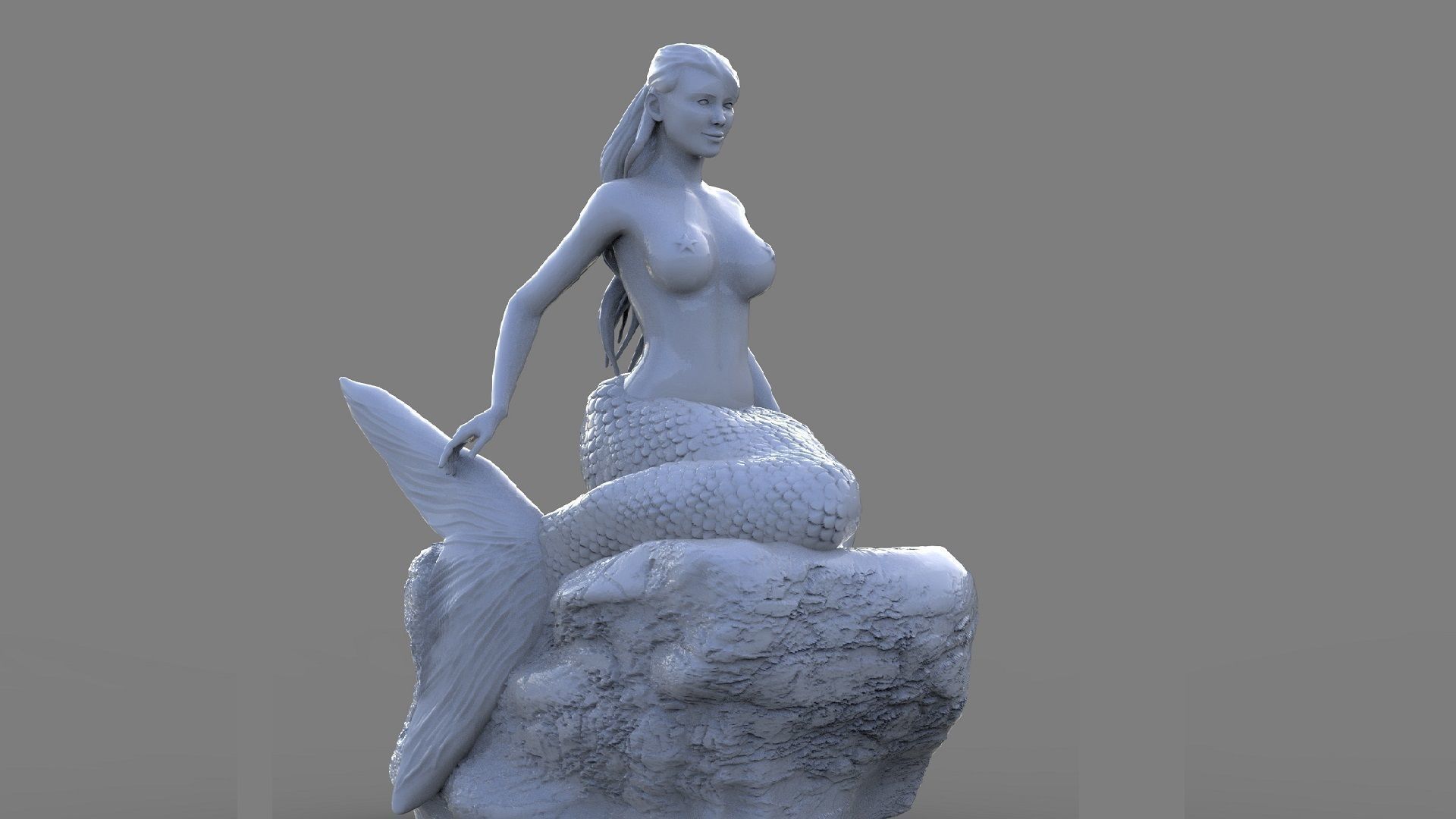 Mermaid Statue 3D print model_1