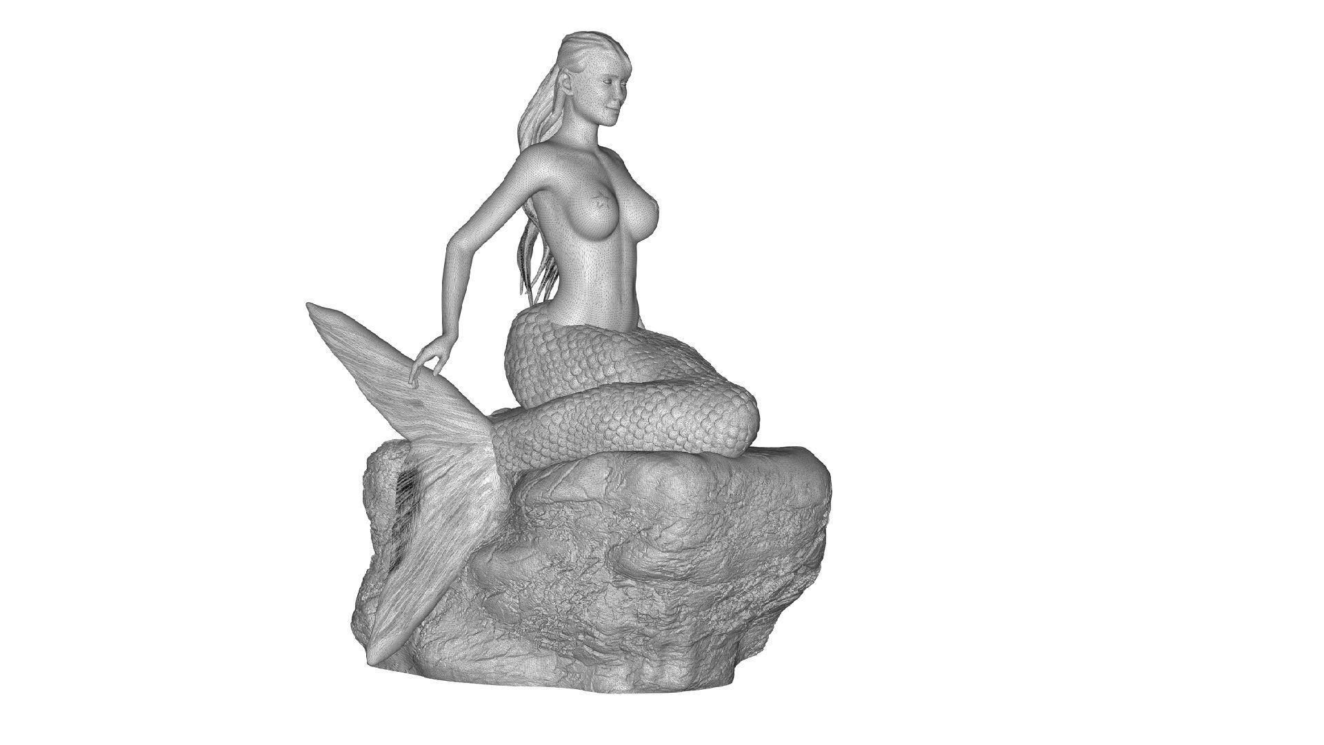 Mermaid Statue 3D print model_5