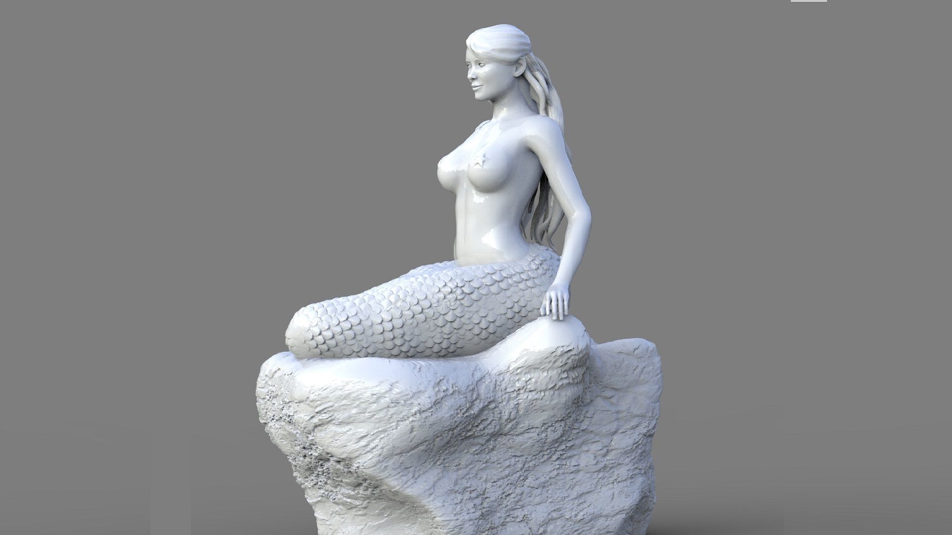 Mermaid Statue 3D print model_3