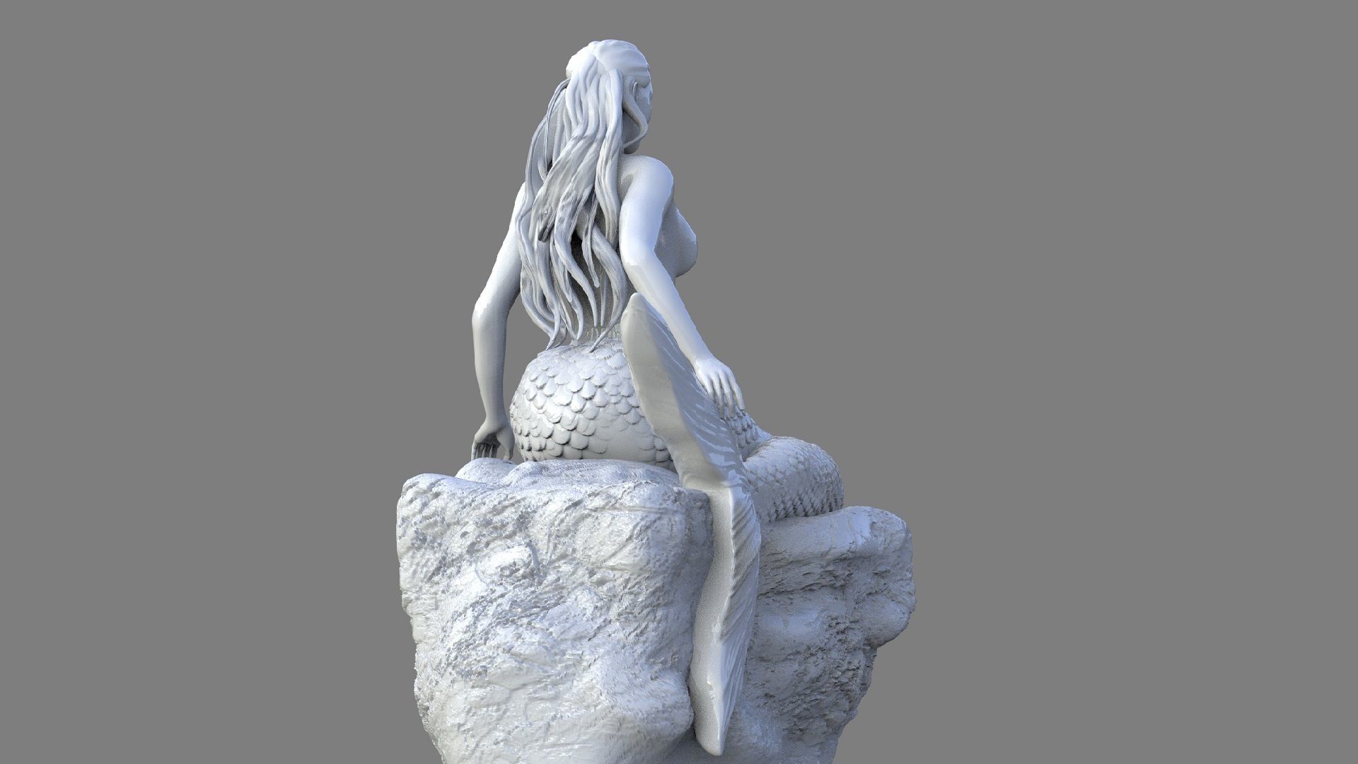 Mermaid Statue 3D print model_2